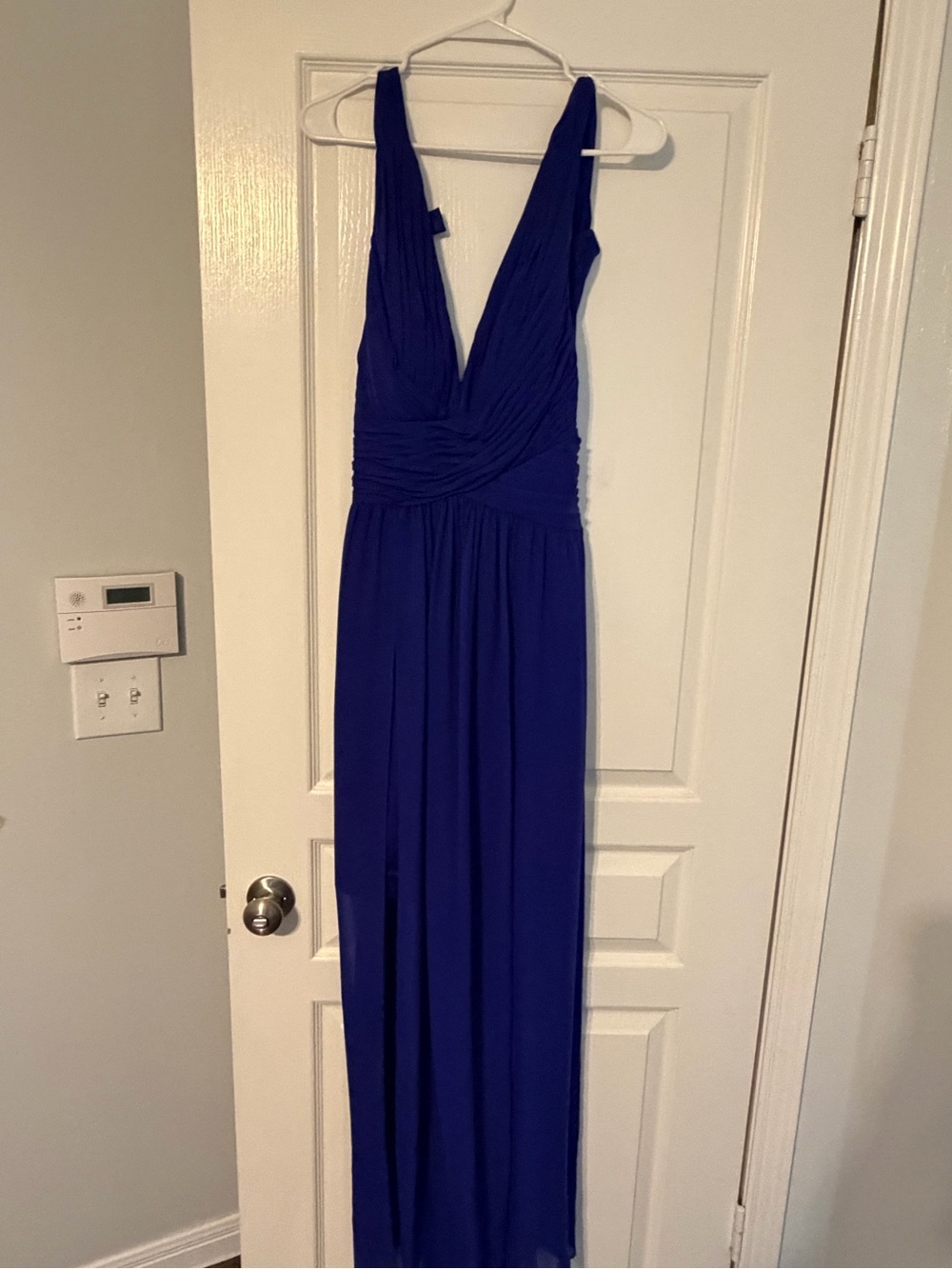 Adrianna Papell Royal Blue Plunging V-Neck Maxi Dress